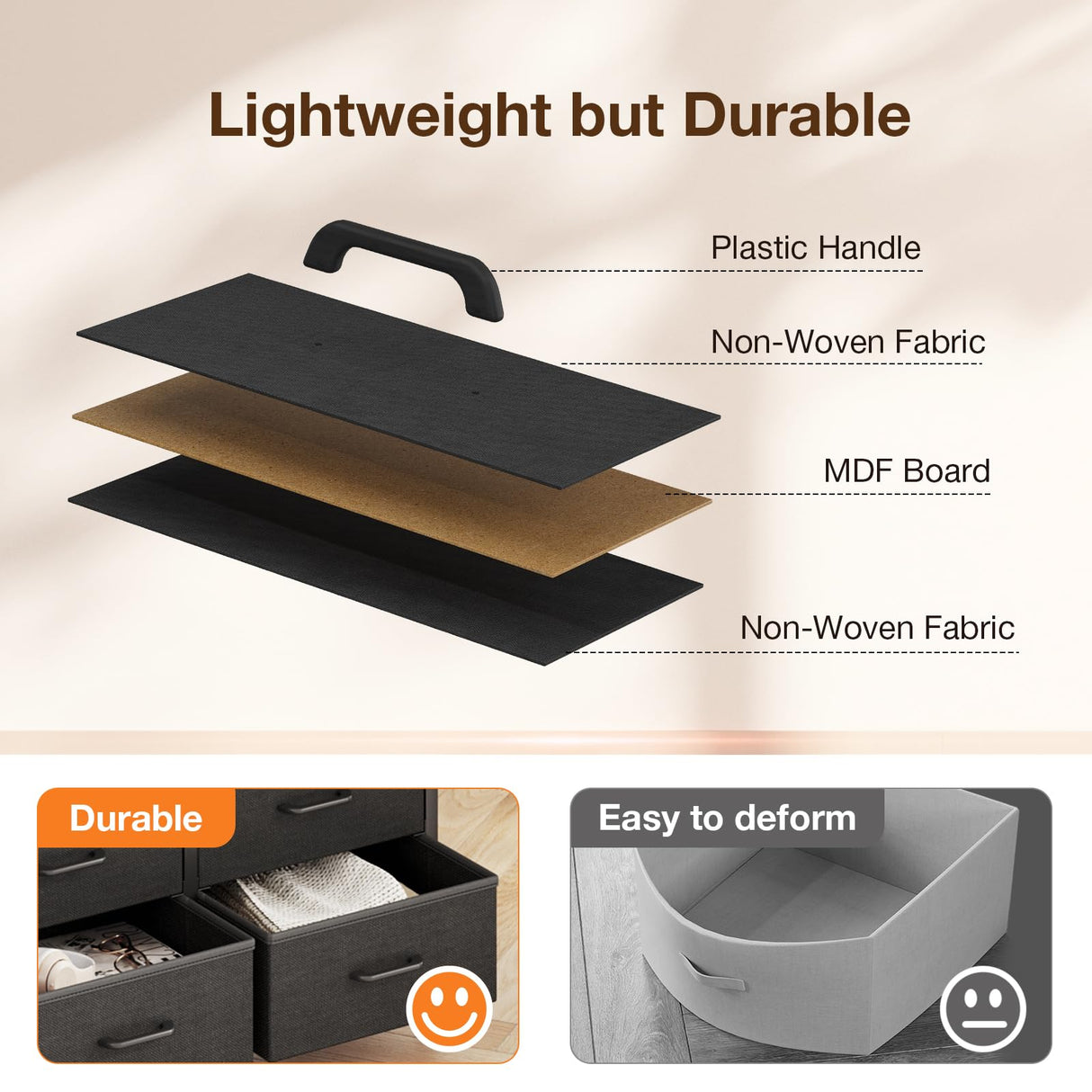 Casaottima Dresser for Bedroom with LED Lights, 9 Drawer Bedroom Dresser with Charging Station, Fabric Dressers & Chest of Drawers with Shelves for Closet, Sturdy Steel Frame Wooden Top, Black Casaottima