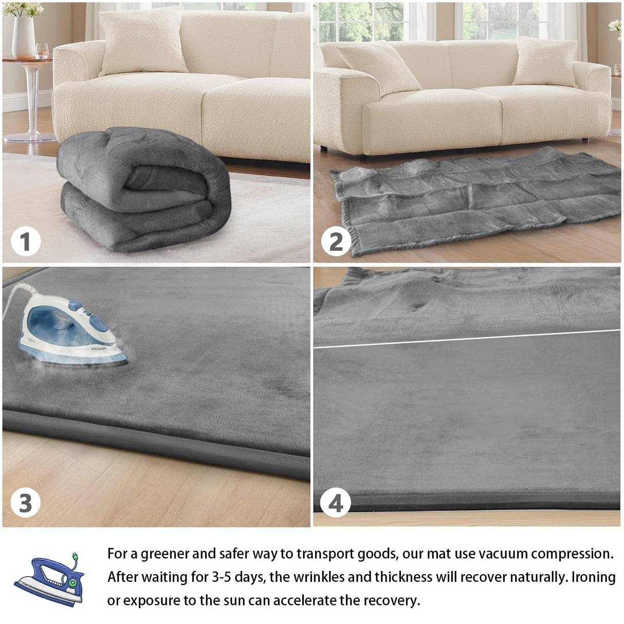 ILPEOD Baby Play Mat 1.2" Thick Memory Foam Nursery Rug Area Rug, 4’11” X 3’28” Yoga Mat Playmat Crawling Mat for Baby,Toddlers, Infants, Kids,Floor Mat Tatami Mat for Living Room with Non-Slip(Grey) ILPEOD