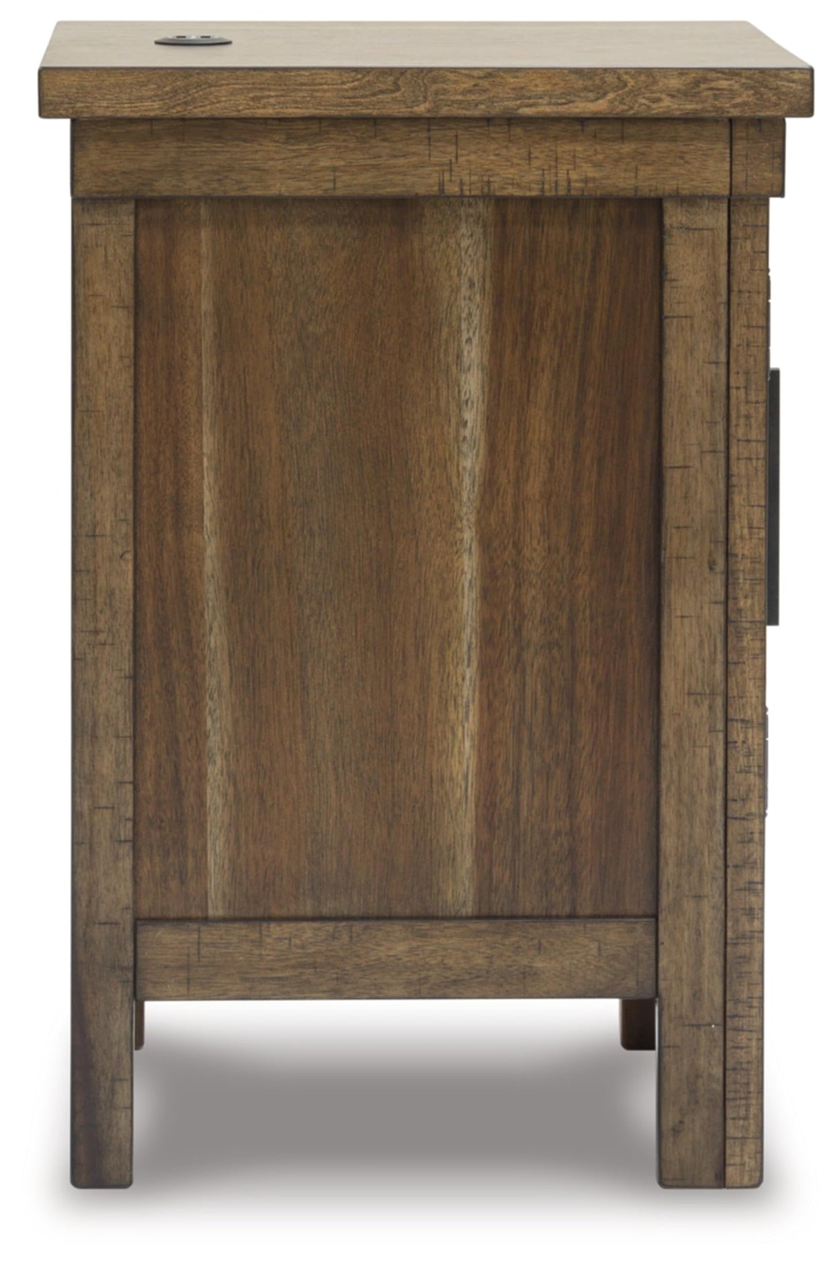 Signature Design by Ashley Moriville Rustic Farmhouse End Table with 1 Cabinet Door and USB Ports, Brown Signature Design by Ashley