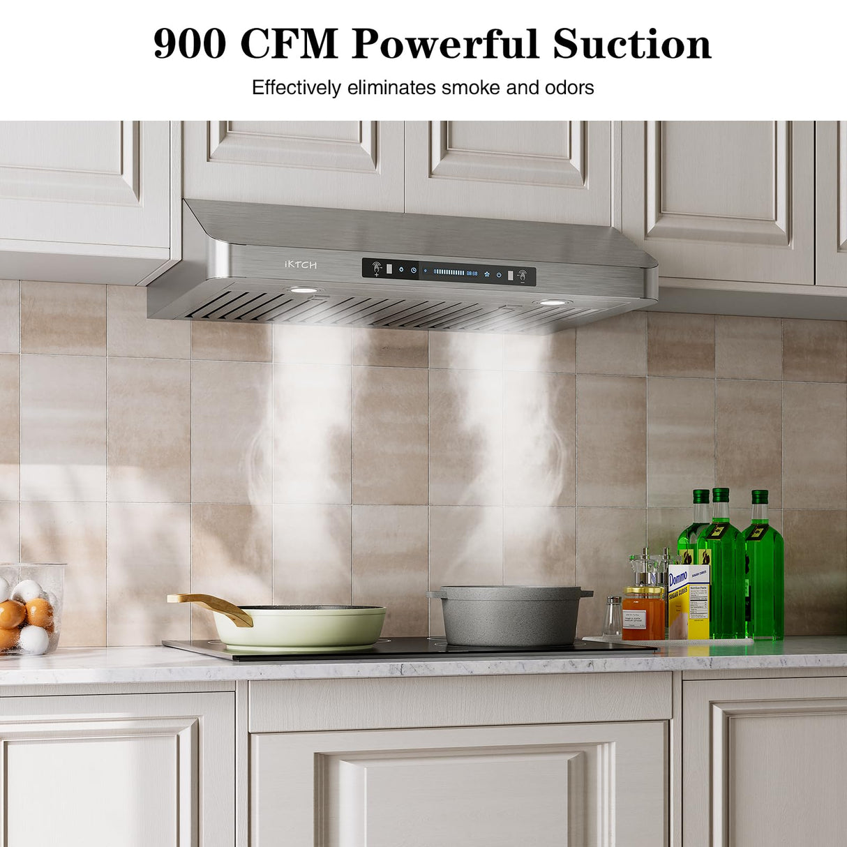 IKTCH 30 Inch Under Cabinet Range Hood, 900 CFM with 4-Speed Gesture Sensing & Touch Control, Stainless Steel Range Hood IKTCH