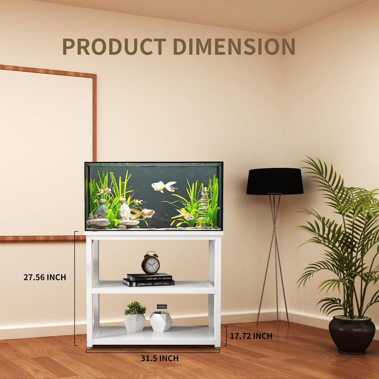 Avolander Fish Tank Stand Metal Aquarium Stand 20-29 Gallon, Double Layer Metal with Storage Weight Capacity 660lbs, 31.5 X 27.56 X 17.72 inch, White Avolander