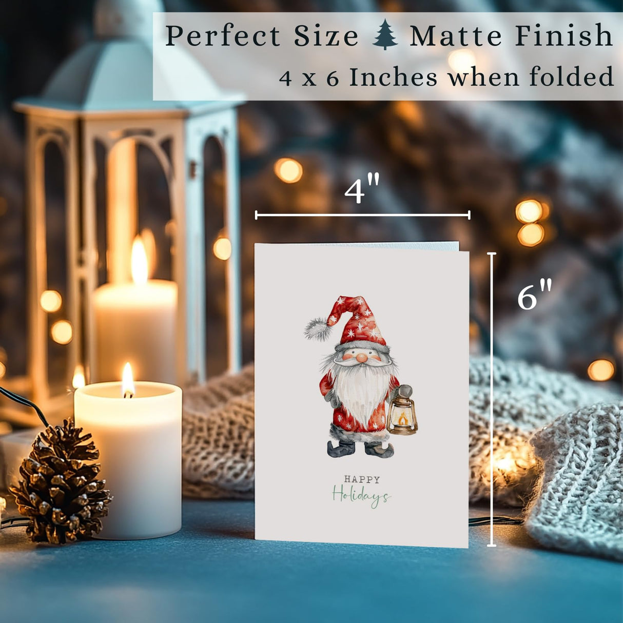 Merry Christmas Cards Boxed with Envelopes, Set of 20 Watercolor Designs Cards - 4x6 Inches Bulk Christmas Cards with Envelopes & Matching Stickers, Smudge-resistant Heavy Duty Cardstock Paper Play