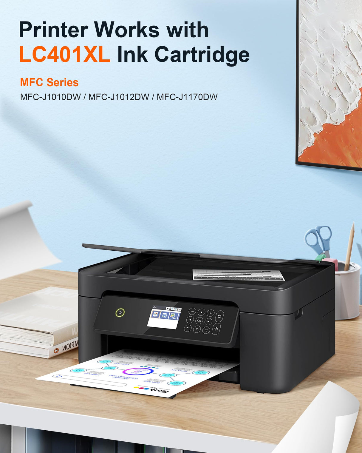 E-Z Ink Pro LC401XL LC401 Compatible Ink Cartridges Replacement for Brother LC401XL LC 401 XL to use with MFC-J1010DW MFC-J1012DW MFC-J1170DW (Black Cyan Magenta Yellow, 4 Pack) E-Z Ink Pro