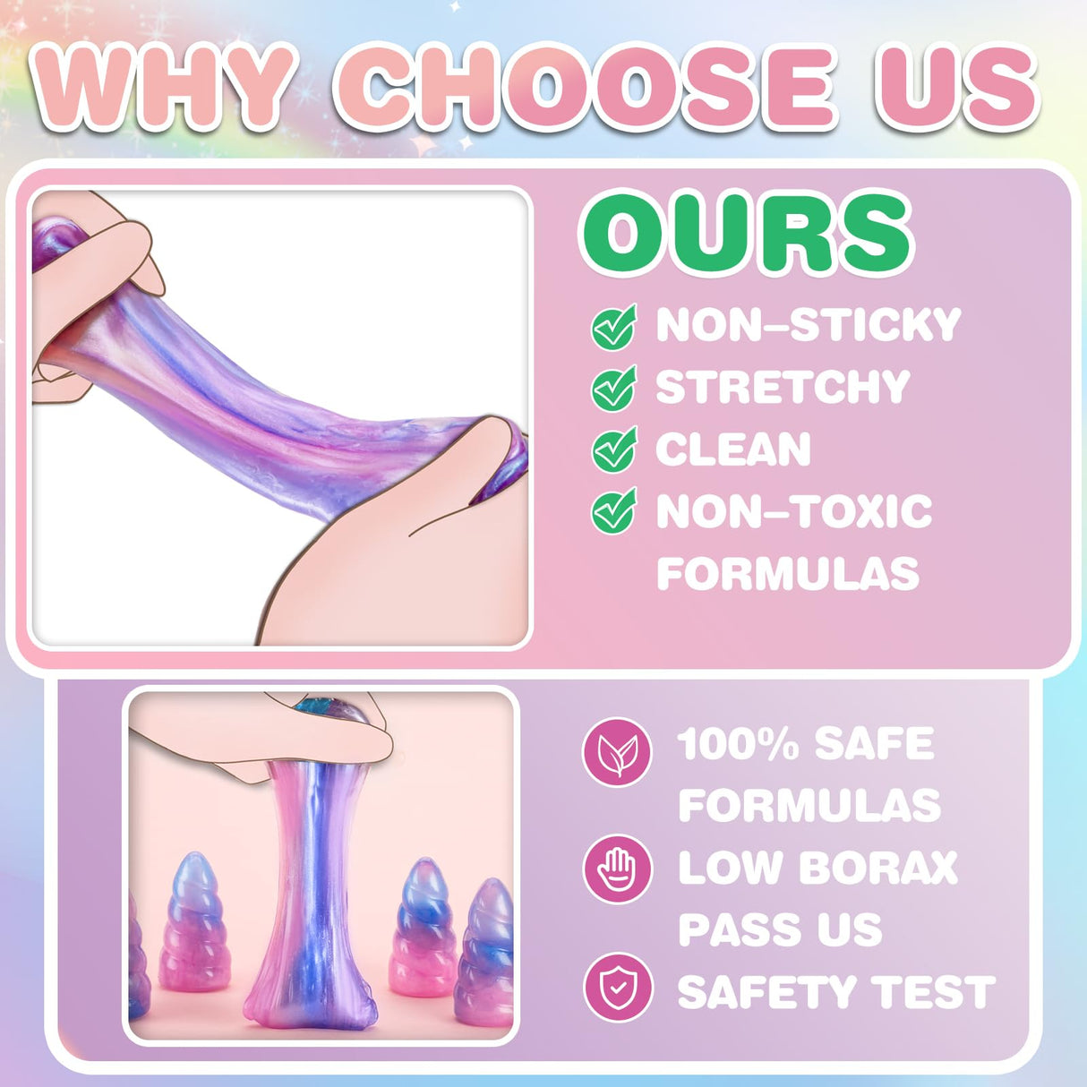 Unicorn Slime Party Favors for Kids, 36 Pack Non-Sticky & Stretchy Unicorn Slime Kit, Birthday Gift, School Classroom Award, Goodie Bags Stuffers, Basket Eggs Filler, Slime Bulk Set for Girls Boys BYONEBYE