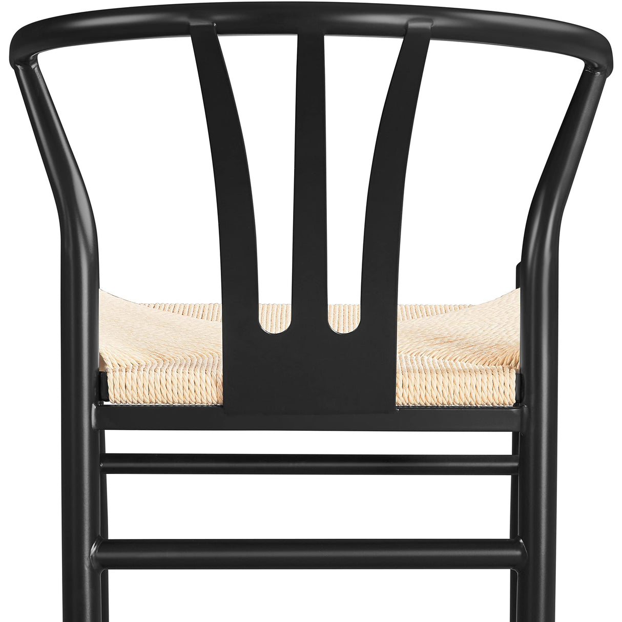 Topeakmart Weave Dining Chair Weave Modern Chair Metal Frame Accent Chair Weave Arm Chairs Set of 4,Black Topeakmart