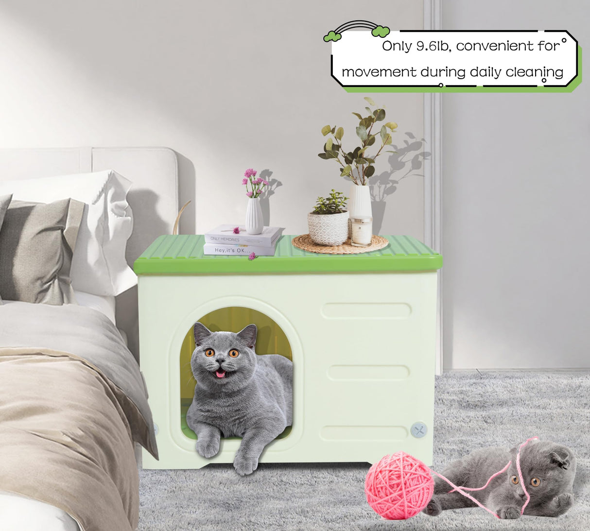 Waterproof Cat House Outdoor Indoor, Plastic Cat House for Outdoor Cats Feral Cat House Outdoor, Sturdy Cat Bed for Small Pet, Spacious, Assemble Easily -Grey Rockever