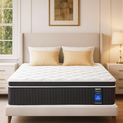 SIMARTH Queen Size Mattress 10 Inch, Upgrade Strengthen Queen Hybrid Mattresses in a Box, Memory Foam Queen Mattress Made of Individually Pocketed Springs for Support and Pressure Relief, Medium Firm