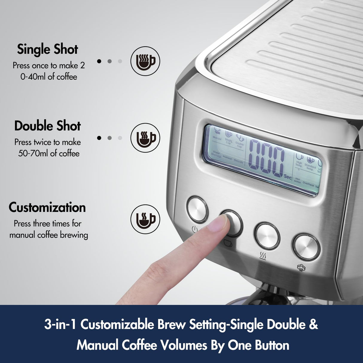 AMZCHEF Espresso Machines 20 Bar, Espresso Maker with Milk Frother & LCD Panel, Adjustable Temp, Compact Cappuccino Machines for Home and Friends Gifts AMZCHEF