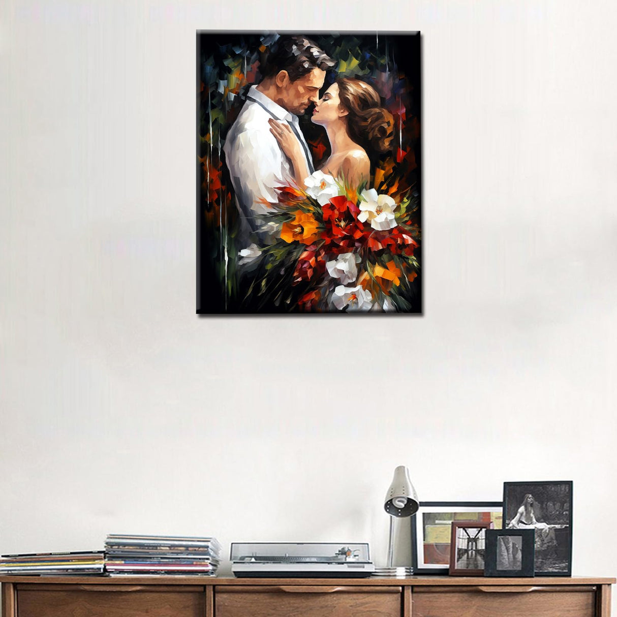 Tucocoo Romantic Lovers Paint by Number for Adults Beginner, DIY Oil Painting Kits on Canvas with Brushes and Acrylic Pigment, Abstract Flowers and Couple Picture for Home Decor 16x20inch (Frameless) Tucocoo