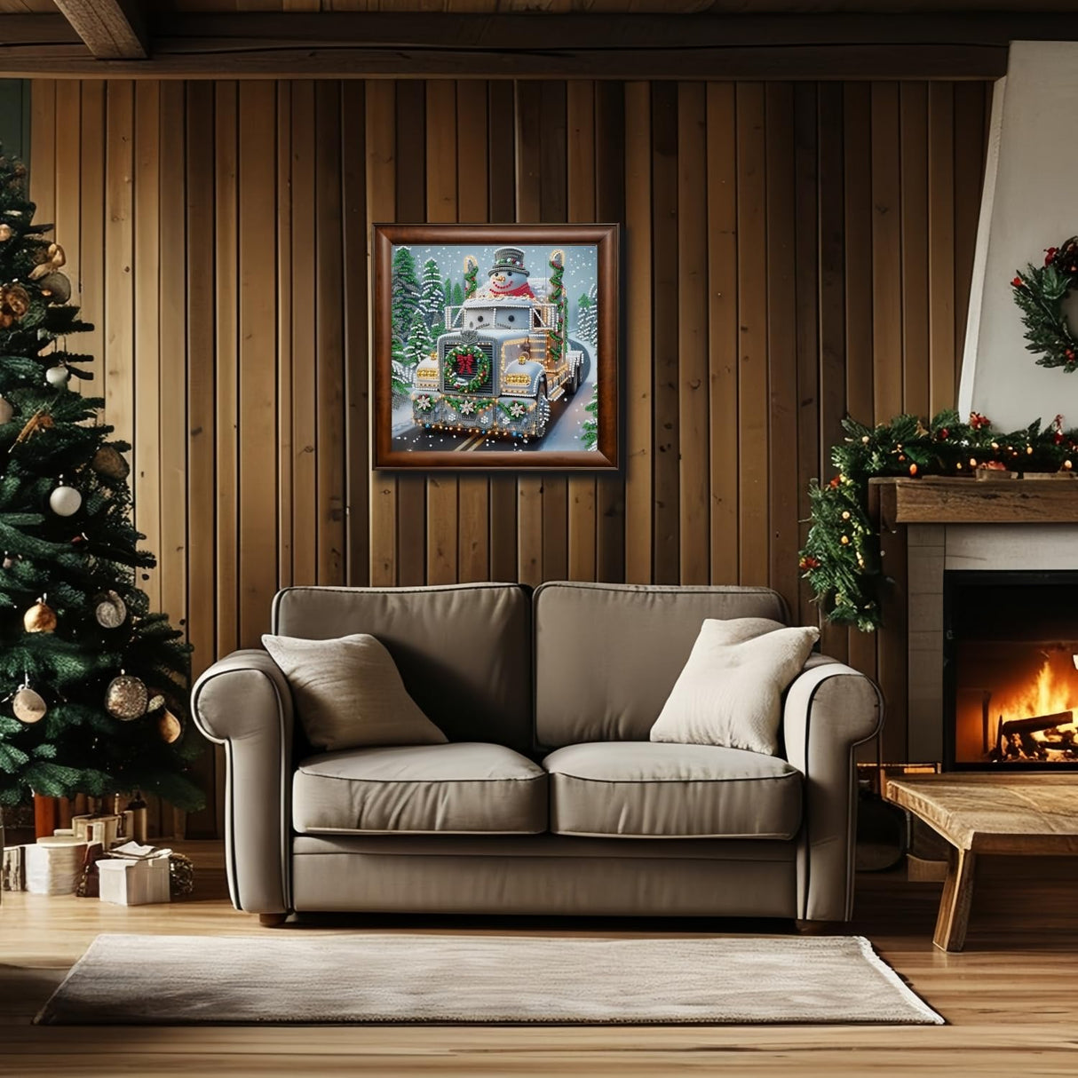 5D Christmas Diamond Art kits for Adults, Snowman Truck Special Shape Diamond Painting for Beginners, DIY Drill Crystal Rhinestone Diamond Dot Gem Art Kits for Adults, Home Wall Decor 11.8X11.8 Inch CHWGLFGG