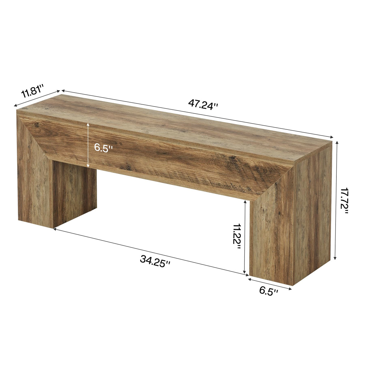 Tribesigns 47'' Wooden Entryway Bench, Farmhouse Entry Bench Seat, Indoor End of Bed Bench with Storage Capability for Living Room, Bedroom, Hallway, Easy Assembly, Oak Brown Tribesigns