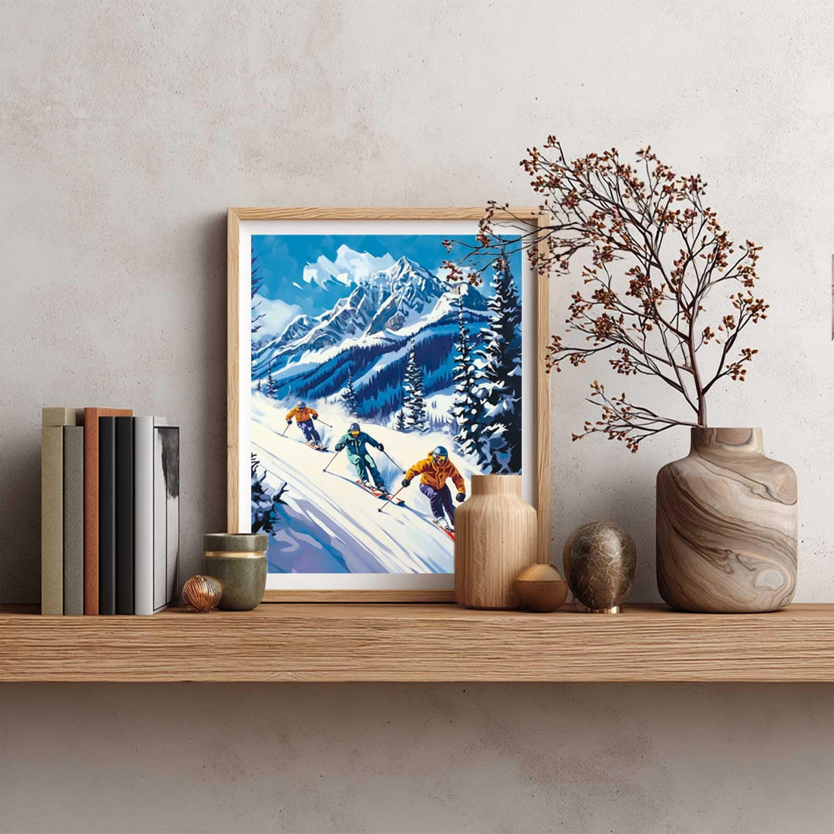 Cawpom Paint by Number Skiing, Ski Paint by Numbers Kit for Adults, Winter Sports Wall Art, Snow Mountains Acrylic Painting, Snowboard Poster Home Wall Decor(16x20inch, No Frame) Cawpom