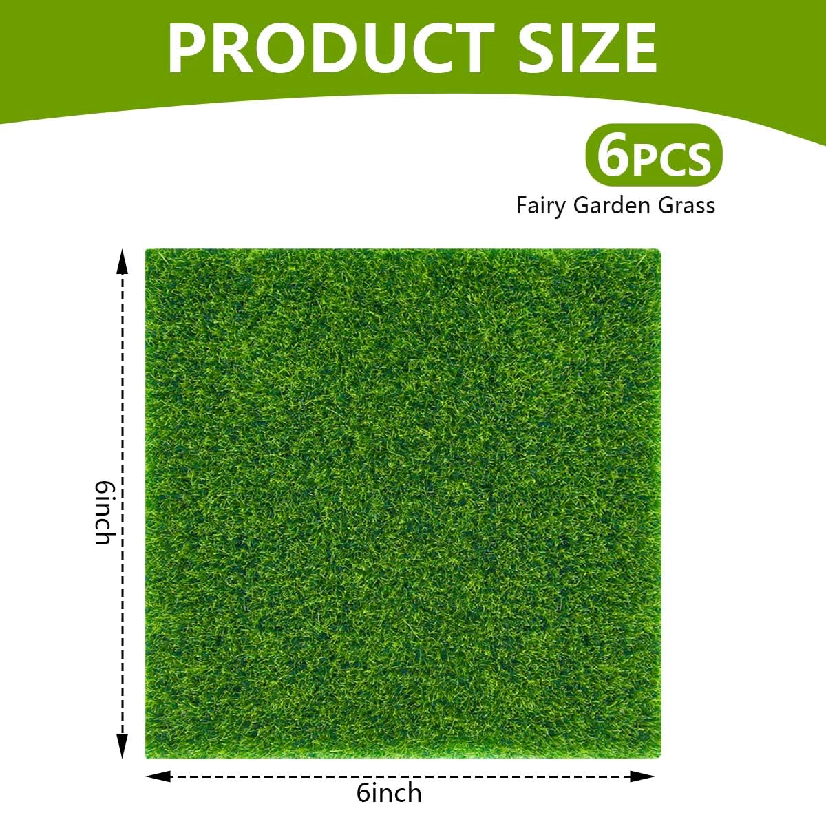 KISEER 6 Pack Fairy Garden Grass 6 x 6 Inches Miniature Artificial Craft Grass for Dollhouse Ornament DIY Decoration KISEER