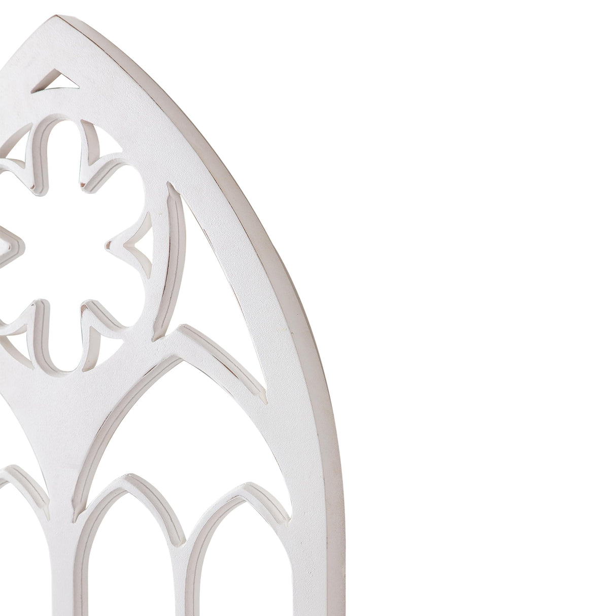 Sintosin Gothic Arched Window Frames for Wall Decor Living Room 20 X 33 Inch, Hanging Distressed White Wooden Farmhouse Window Pane, Rustic Cathedral Window Frame for Halloween Entryway Sintosin