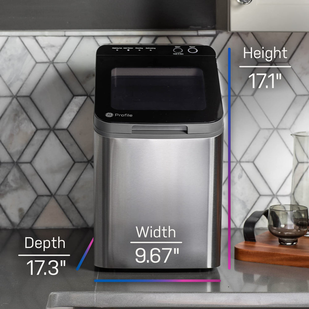 GE Profile Opal 1.0 Nugget Ice Maker| Countertop Pebble Ice Maker | Portable Ice Machine Makes up to 34 lbs of Ice Per Day | Stainless Steel Profile