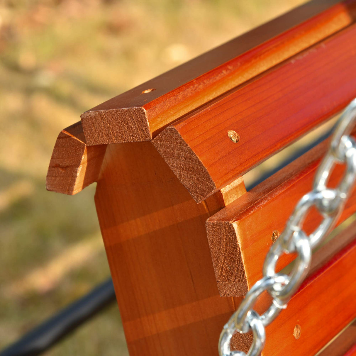 Outsunny Porch Swing with Chains and Cupholders, 2 Person Wooden Patio Swing Chair, 440 lbs. Weight Capacity, for Garden, Poolside, Backyard, Brown Outsunny