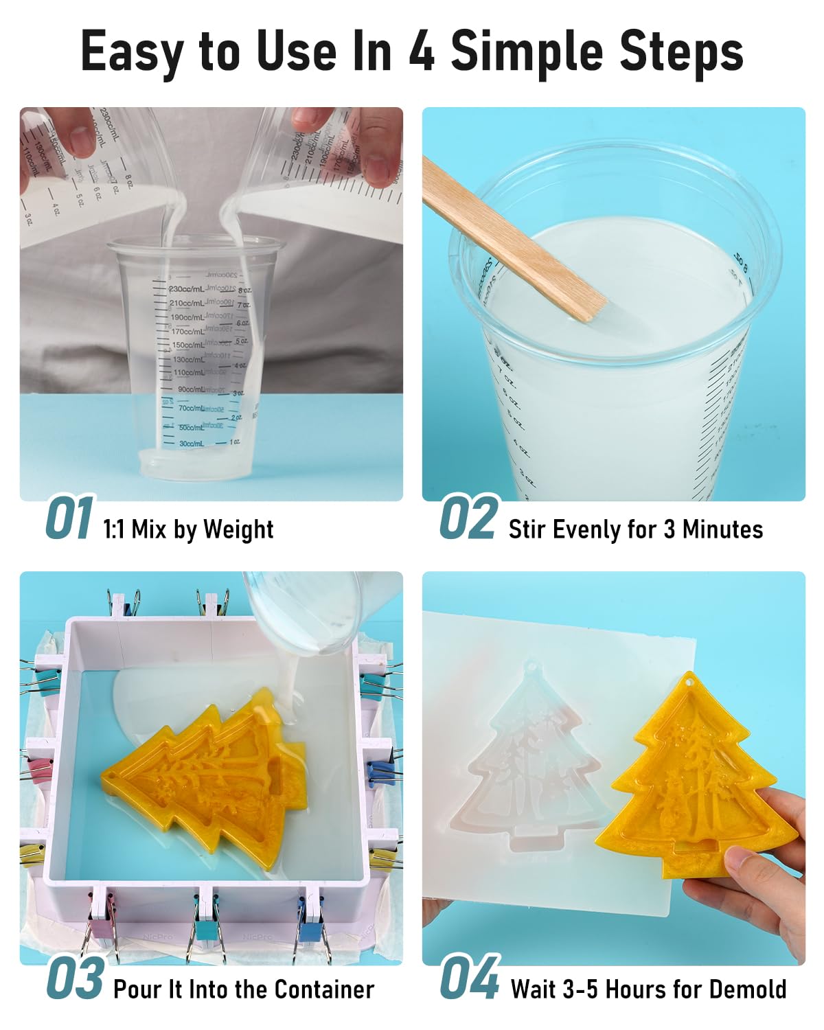 Nicpro 92OZ Silicone Mold Making Kit, Super Elastic Liquid Silicone Rubber for Mold Making, Fast Cure Translucent Platinum Silicone with 12 Mica Powder for Casting Resin Nicpro