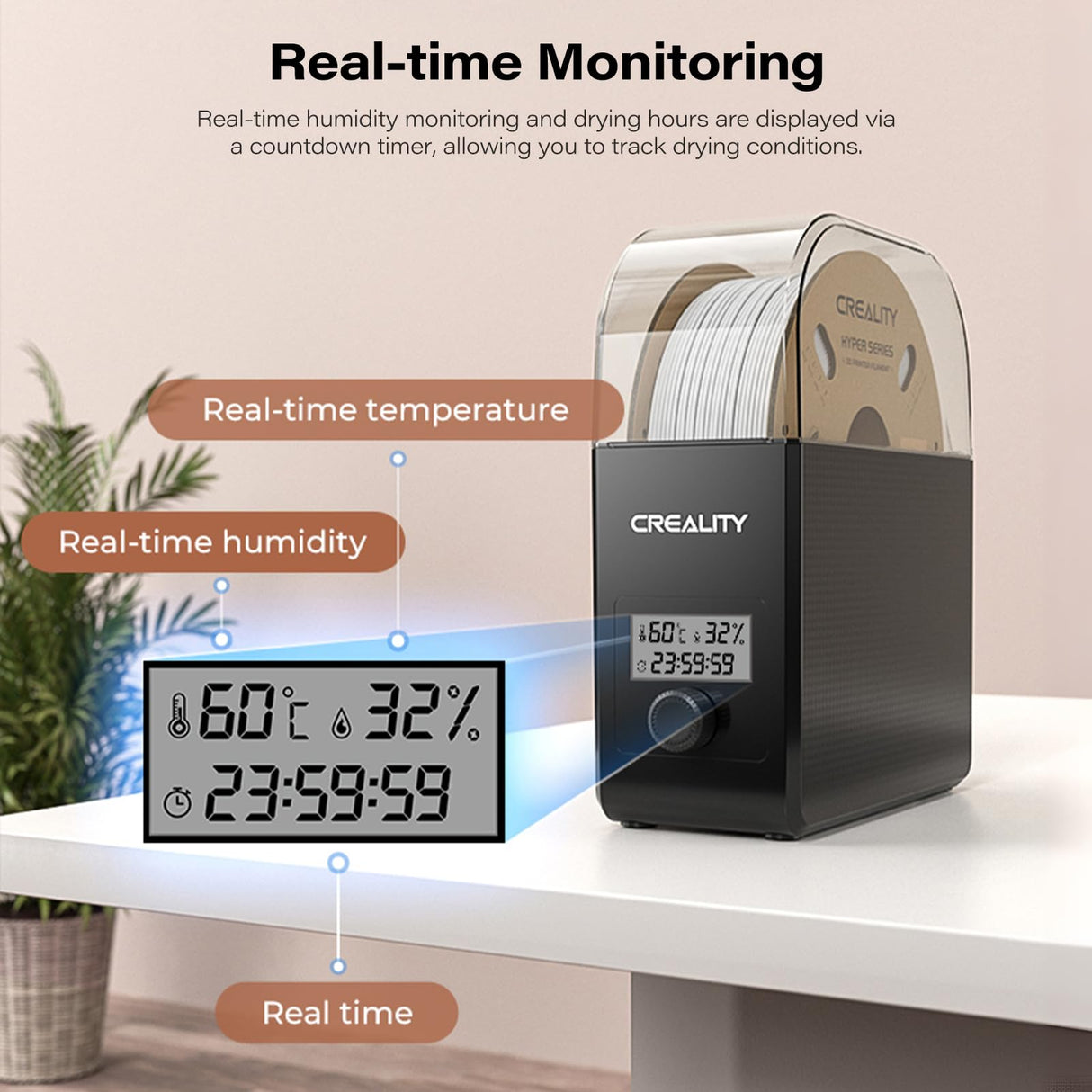 Creality Filament Dryer Box 2.0 Dehydrator Storage Drier Machine with 24h Timer Adjustable 45-65℃ Filament Spool Holder Keep Materials Dry During 3D Printing for 1.75/2.85/3.0 PLA,PETG,ABS,TPU ENOMAKER