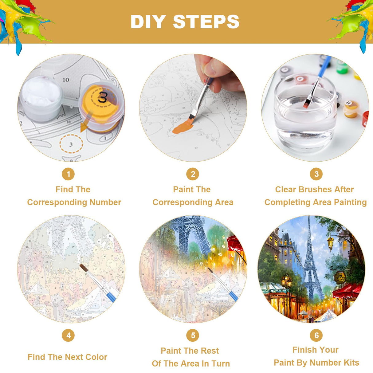 NEWENMO Paint by Numbers for Adults Street Landscape, Paint by Numbers Tower On Canvas Without Frame, DIY Oil Painting Perfect for Beginner, Hobbies and Home Wall Decor(16 * 20In) NEWENMO