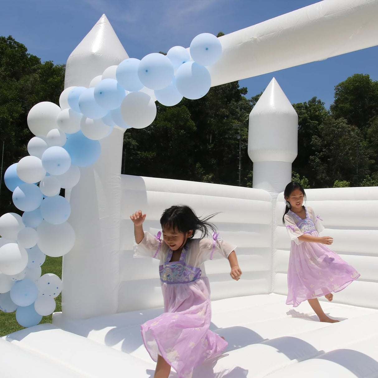White Bounce House for Adults Kids, 100% PVC Commercial Grade Bounce House with 750W Blower Large Inflatable Balloon House for Birthday Party Wedding Gender Reveal and Other Celebrations 13x11.5x10ft awesmflate