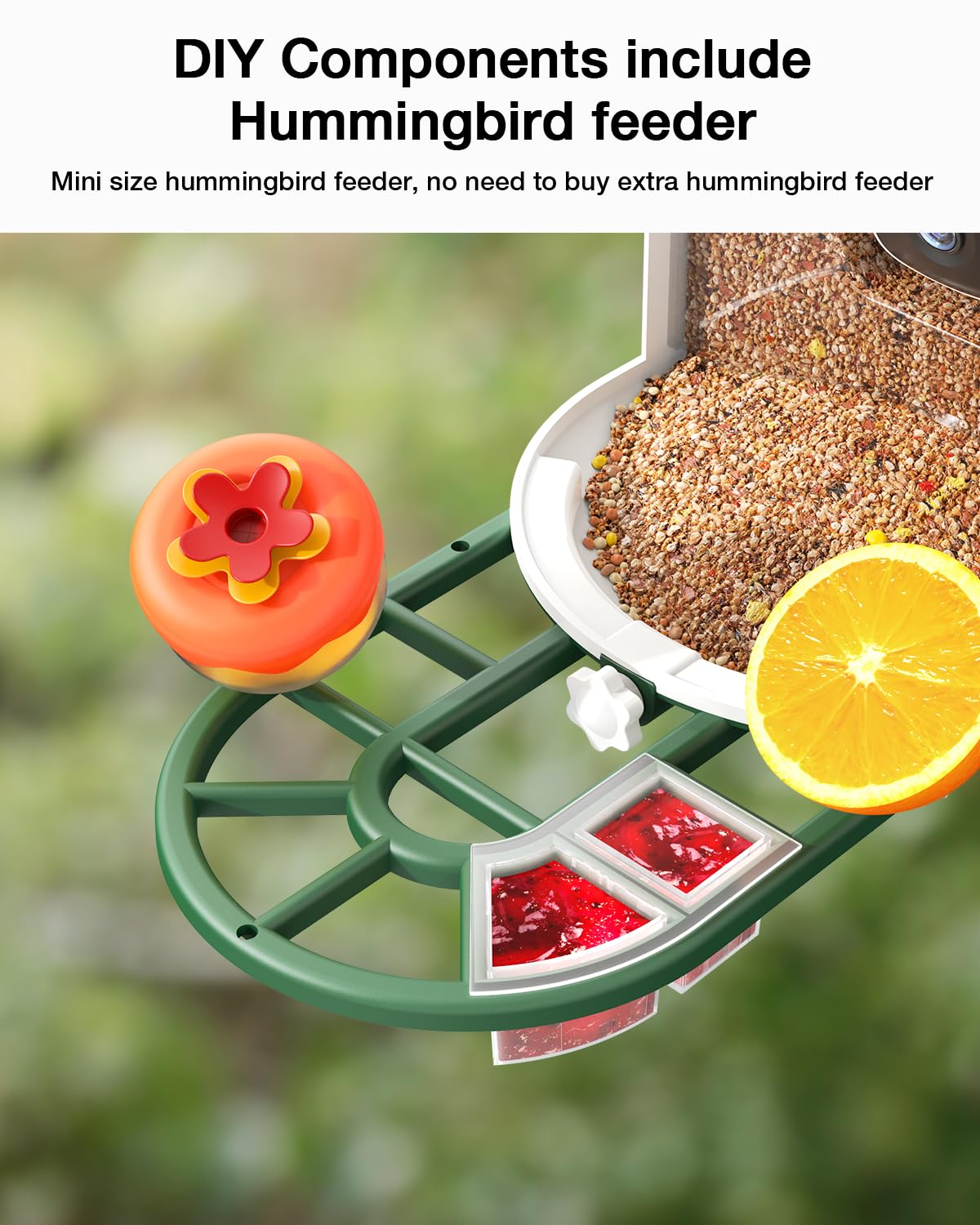 HARYMOR Bird Feeder with Camera Supports AI Identify Bird Species, 2K Live Video, Bird Arrival Alert, Solar Powered, Bird House Camera Wireless Outdoor with Mini Hummingbird Feeder for Watching Birds HARYMOR