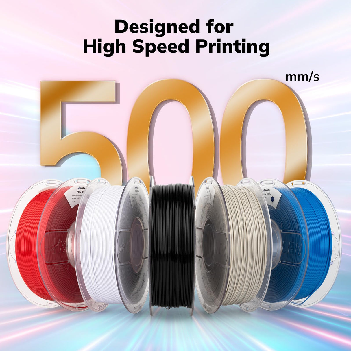 AMOLEN Rapid PETG Basic 3D Printer Filament High Speed PETG 1.75mm Dimension Accuracy +/-0.02mm 500mm/s High Speed Strong Toughness 1KG/2.2lb Dark Blue AMOLEN