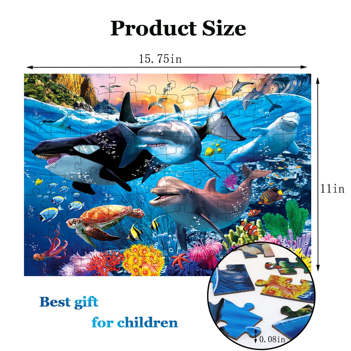 Puzzles for Kids Ages 4-8 Year Old - Underwater World,100 Piece Jigsaw Puzzle for Toddler Children Learning Educational Puzzles Toys for Boys and Girls. RANSUNN