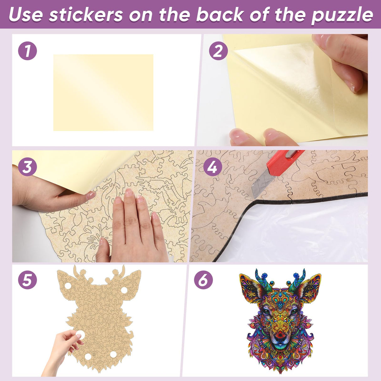 Ruikiyart Wooden Puzzles for Adults Mandala Deer Jigsaw Puzzles 200Pcs Unique Shapes Colorful Elk Animal Puzzles Fabulous Gift for Kids and Adults on Birthday,Thanksgiving,Christmas 9.4x12.2 Inches Ruikiyart