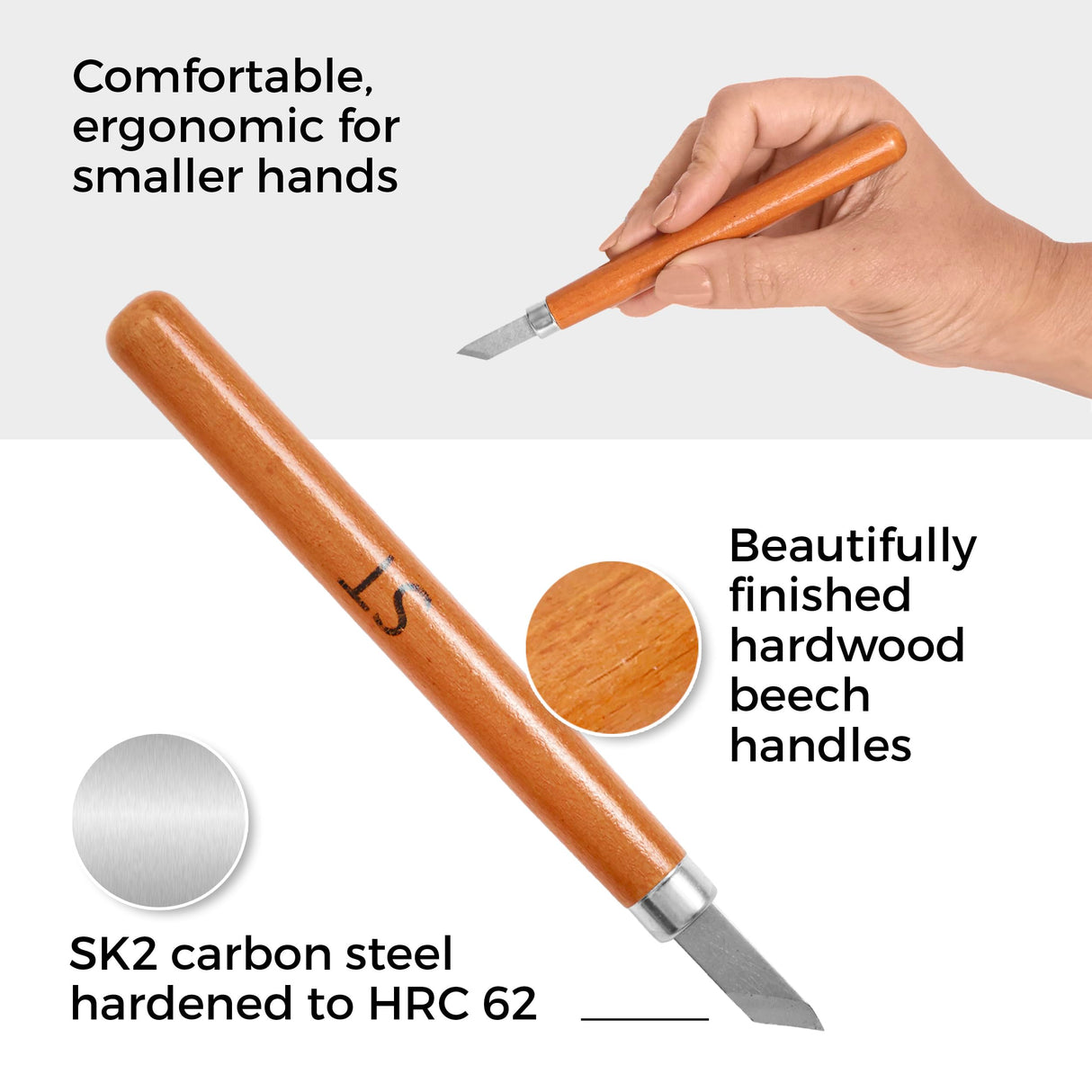 Schaaf Wood Carving Tools 12pc Wood Carving Kit, | Precision Japanese Pen Chisel Set, Beginner Learning Material, Sharpening Supplies | Multipurpose Wood Carving Knives, Linocut Tools (Small Handles) Schaaf Wood Carving Tools