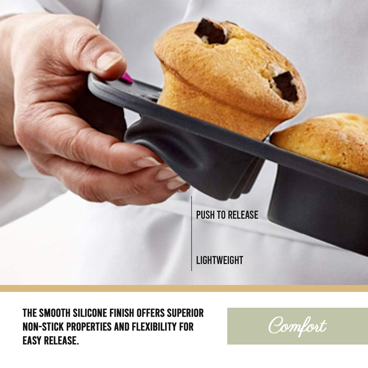 Trudeau Structured Silicone Muffin Pan, Pan-12 Cup, Grey/Mint Trudeau