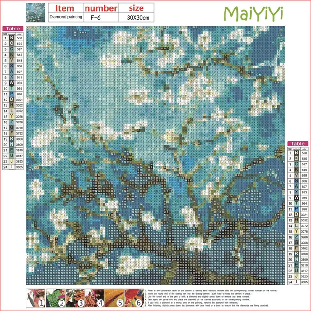 Van Gogh Flower Diamond Painting Kit, 5D DIY Full Square Diamond Embroidery Dot Kits for Adult, Van Gogh Apricot Blossom Diamond Painting Art for Adult Beginners Home Decor (30 X 30 cm) CooolPlus