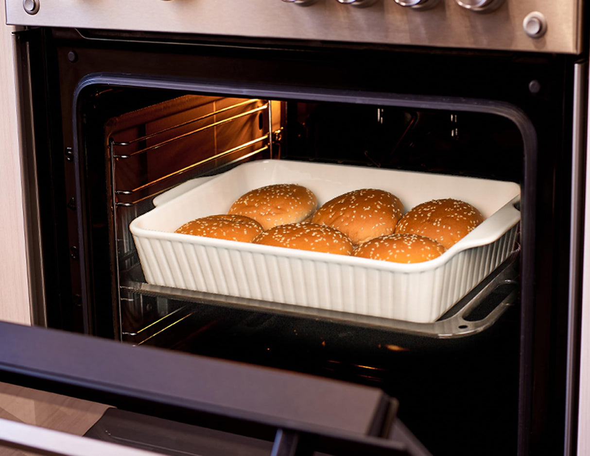 Casserole Dishes for Oven, Ceramic Baking Dish 9x13,4.2 Quarts Casserole Dish with Handles,2 Pack Lasagna Pan Deep Baking Pan Set Bakeware Oven Safe Baking Dishes for Oven,Lasagna,Wedding Gift, White Dizada