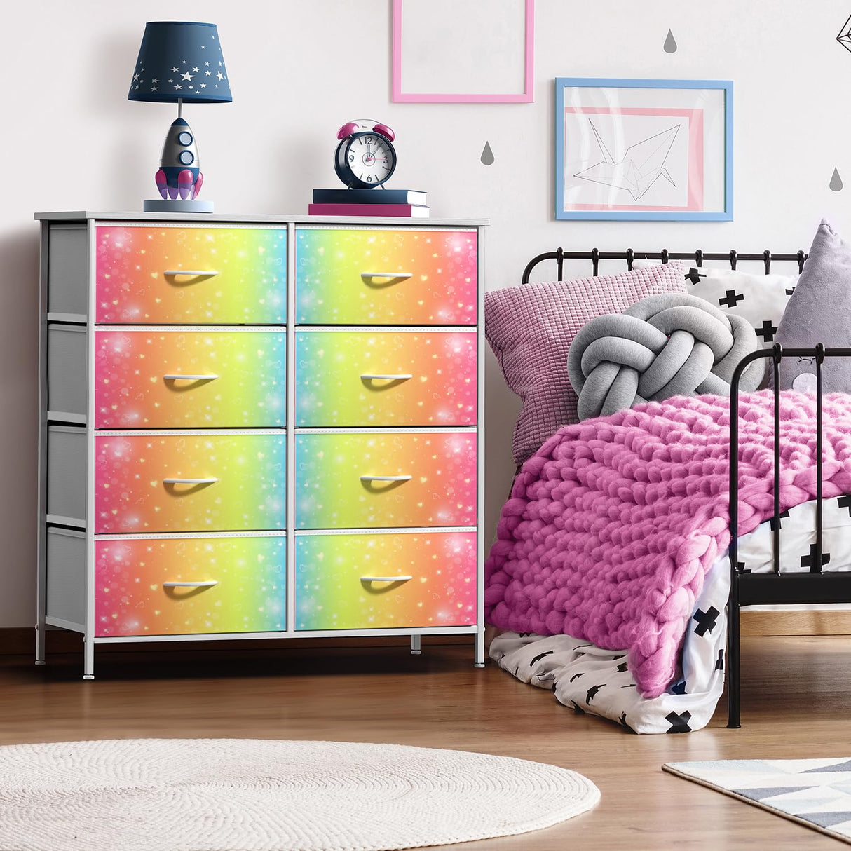Sorbus Kids Dresser with 8 Drawers - Storage Unit Organizer Chest for Clothes - Bedroom, Kids Room, Nursery, & Closet (Rainbow, 31.5 x 12 x 32-8 Drawer) Sorbus