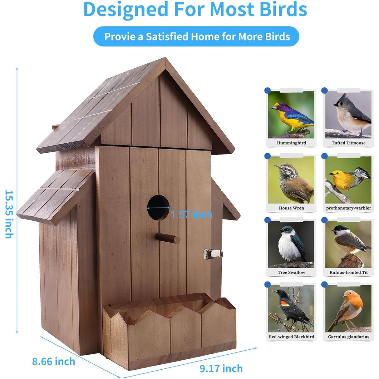 Q-DIRT PRO Bird House with Camera, Smart Birdhouse with Camera Solar Power, 1080p HD WiFi Outdoor Bird Box, Auto Capture Bird Videos & Motion Detection, Nesting Box for Birds (Dark Color, Normal) Q-DIRT PRO