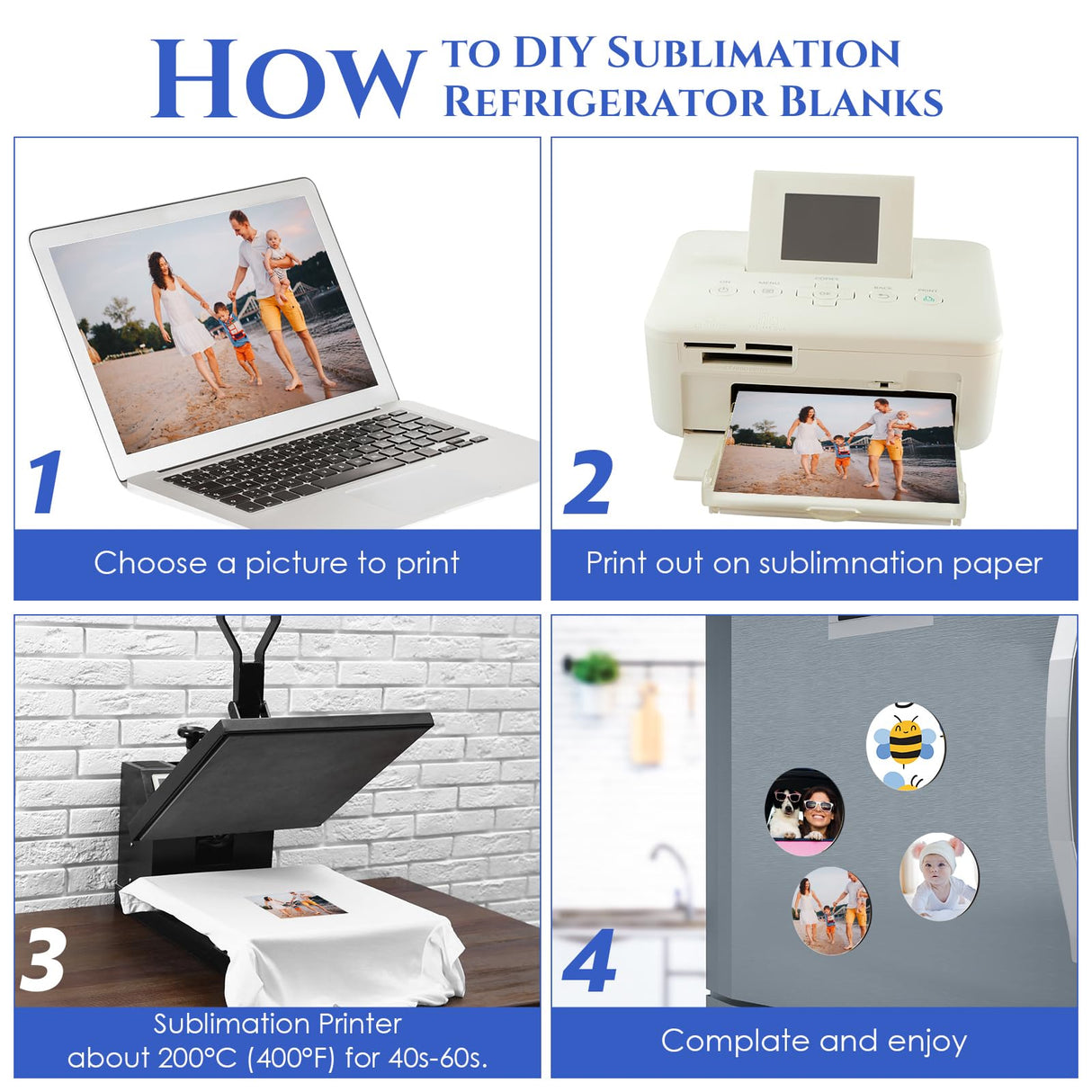 Saysurey Sublimation Magnet Blanks Set 48 Pcs Personalized Sublimation Blank Refrigerator Magnet with 48 Pcs Round Blanks Sublimation Fridge Magnets for Home Kitchen Office Decoration, 1.97'' x 1.97'' Saysurey