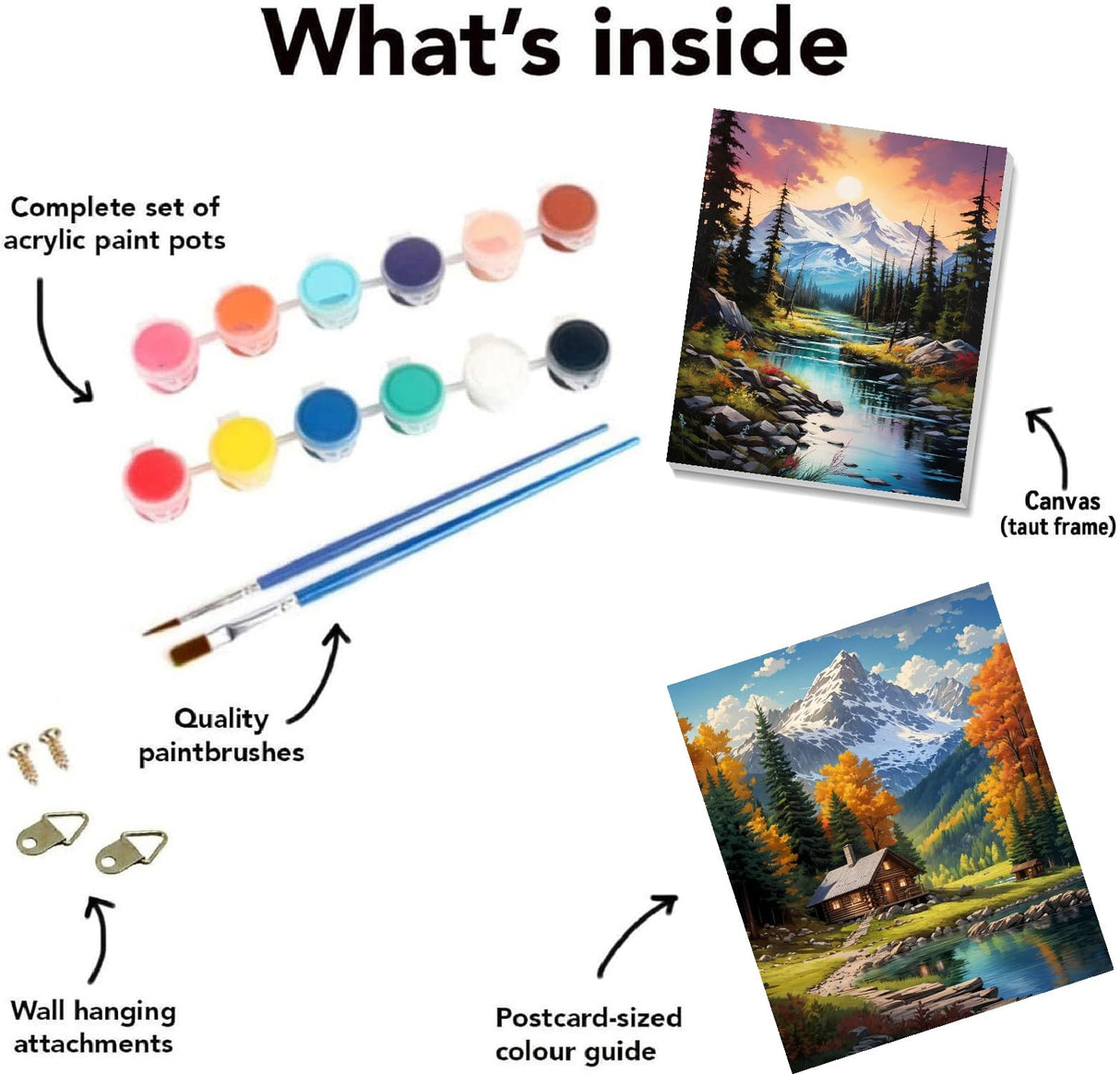 2 Pack Mountain Paint by Numbers Kit for Adults Beginner with Framed,Easy Adult Paint by Number Kits on Canvas DIY Painting for Beginners Art by Numbers for Home Wall Decor 10x12 Inch NEGEKFKX