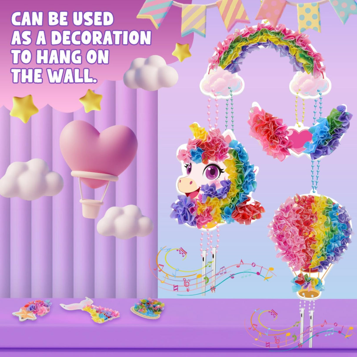 Ancitoy Unicorn Poke Art Kit for Girls, DIY Wind Chime Craft Activity, Mess-Free Art Gifts for Kids Ages 4 5 6 7 8 9 10 Birthday Present Ancitoy