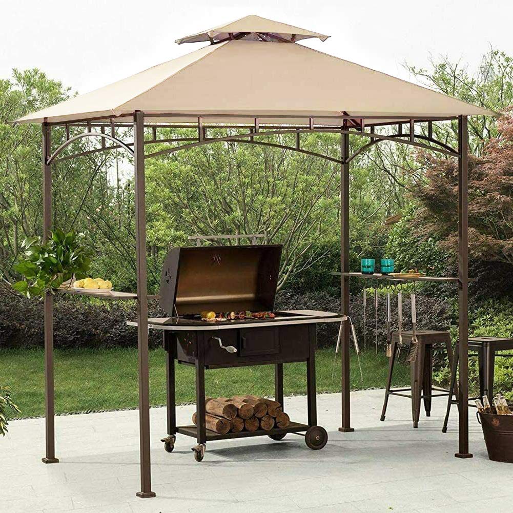 ONTHEWAY 5FT x 8FT Double Tiered Replacement Canopy Grill BBQ Gazebo Roof Top, for Gazebo Model L-GZ238PST-11 Only ontheway
