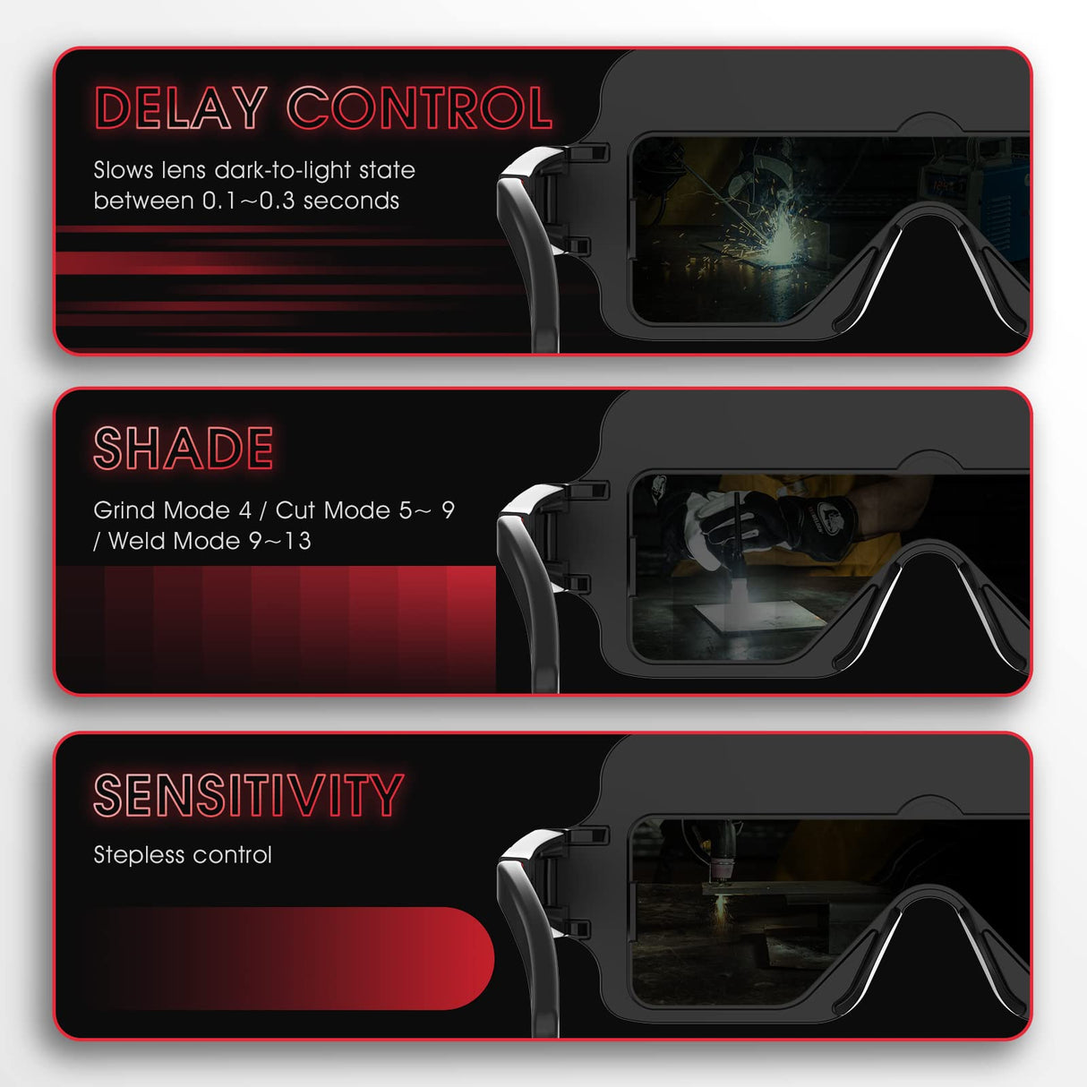 YESWELDER True Color Solar Powered Auto Darkening Welding Goggles, 2 Sensors Welder Glasses for TIG MIG MMA Plasma YESWELDER