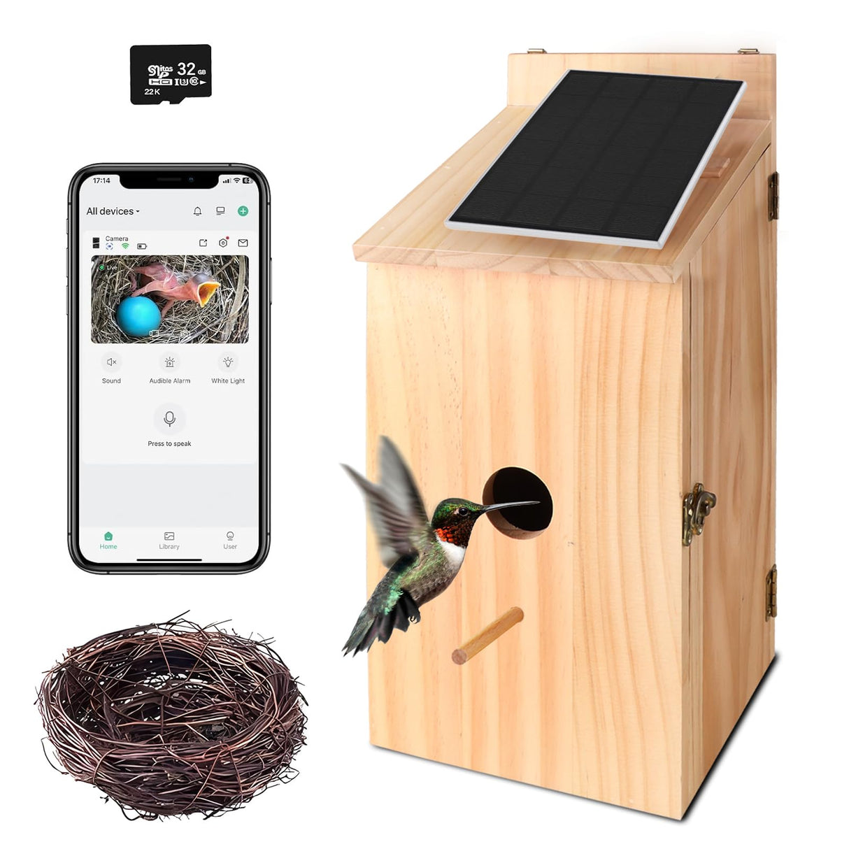 Q-DIRT PRO Smart Bird House Camera Solar Powered, 1080p HD Wireless Birdhouses for Outdoors, Auto Capture Bird Videos & Motion Detectio and App Notify, Bird House Box Present for Wild Birds Q-DIRT PRO