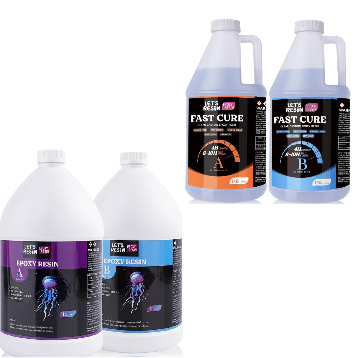 Bundle Set of 1 Gallon Fast Cure Resin Epoxy and 2 Gallon Epoxy Resin LET'S RESIN EPOXY RESIN