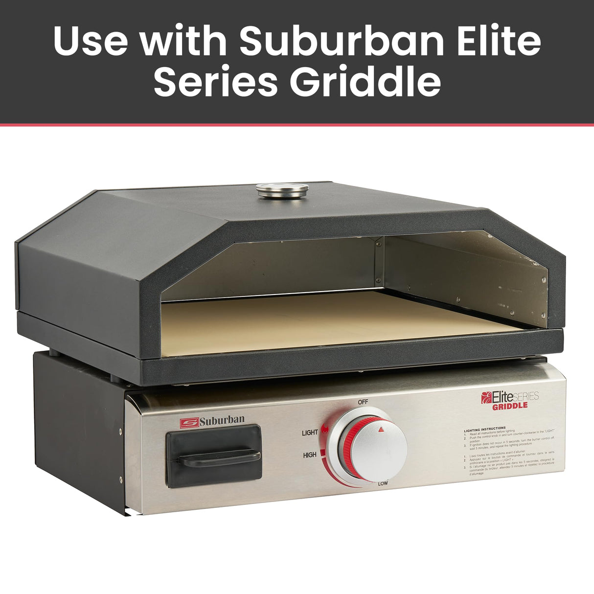 Suburban Pizza Oven, Fits on Suburban 18” Griddle – Anti Rust, Lightweight, Easy-to-use RV Pizza Oven, Black (3082A) Suburban