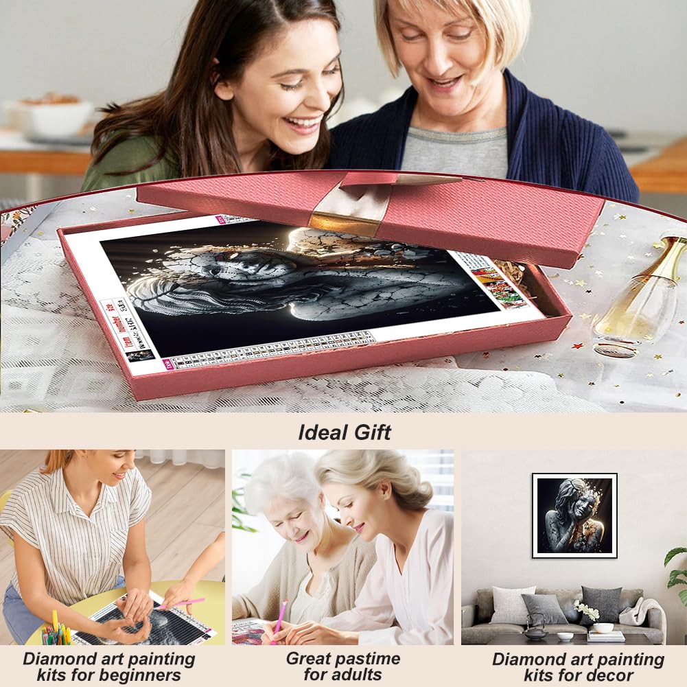 SJUTOUCI Broken Mask Diamond Painting Kits for Adults, Diamond Art Kits for Beginners, 5D Round Diamond Dots Gem Art Craft for Home Wall Decor 12x12 inch, Abstract SJUTOUCI