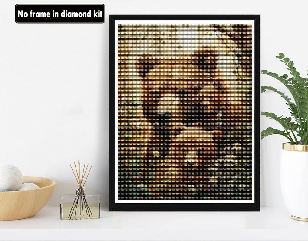 VAIIEYO 5D DIY Diamond Art Kits for Adults Bear, Diamond Painting Animal, Paint by Numbers Full Drill Round Rhinestone Craft Canvas for Home Wall Decor Gift 12x16 inch-12 VAIIEYO