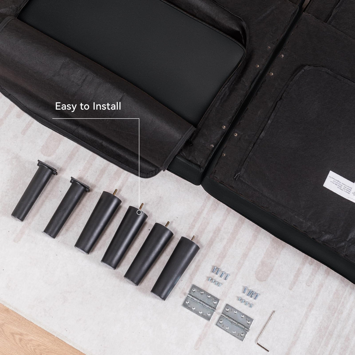 COMHOMA 76 inch Futon Sofa Bed,Mid Century Modern Futon Couch with Adjustable Backrest,Fabric Convertible Sofa Cama,Folding Sleeper Sofa for Living Room,Bedroom (Black) COMHOMA