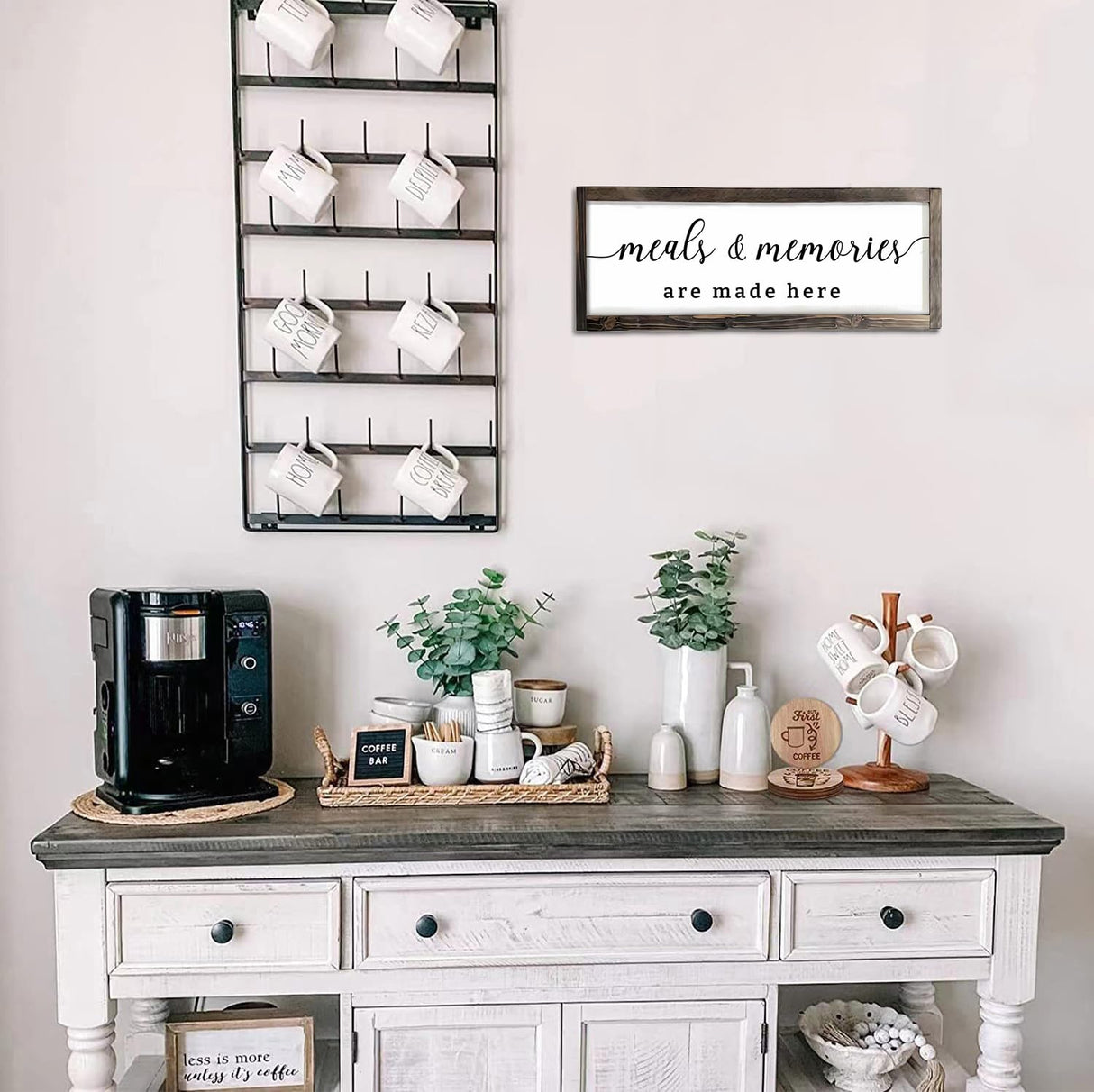 Dazingart Farmhouse Kitchen Wall Decor,Meals and Memories Are Made Here Sign, Rustic Wood Kitchen Signs Dinning Room Wall Decor (Meal) Dazingart