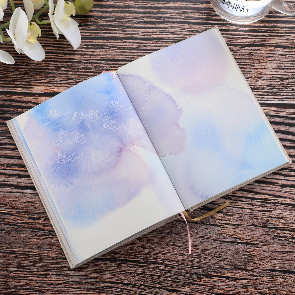 Siixu Colorful Blank Notebook, Unruled Personal Diary Journals to Write in for Women, Hardcover Writing Notepad Gift, Unique Watercolor Design, 192 Pages, 2 Bookmarks, Unlined SIIXU