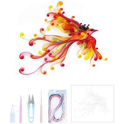 Uniquilling Quilling Kit, Paper Quilling Kits, 8 * 10-in Phoenix Paper Filigree Kits with Quilling Tools& Using Manual, DIY Quilling Artwork Modern Wall Art for Living Room