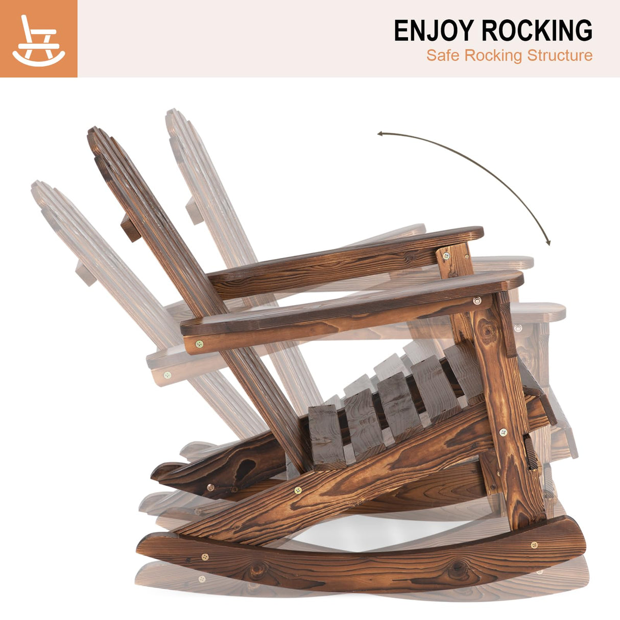 FURNDOOR 2PCS Patio Rocking Chair - Adirondack Rocker Chair Set of 2, Outdoor Wooden Rocking Chairs for Porch, Balcony, Backyard, Poolside FURNDOOR