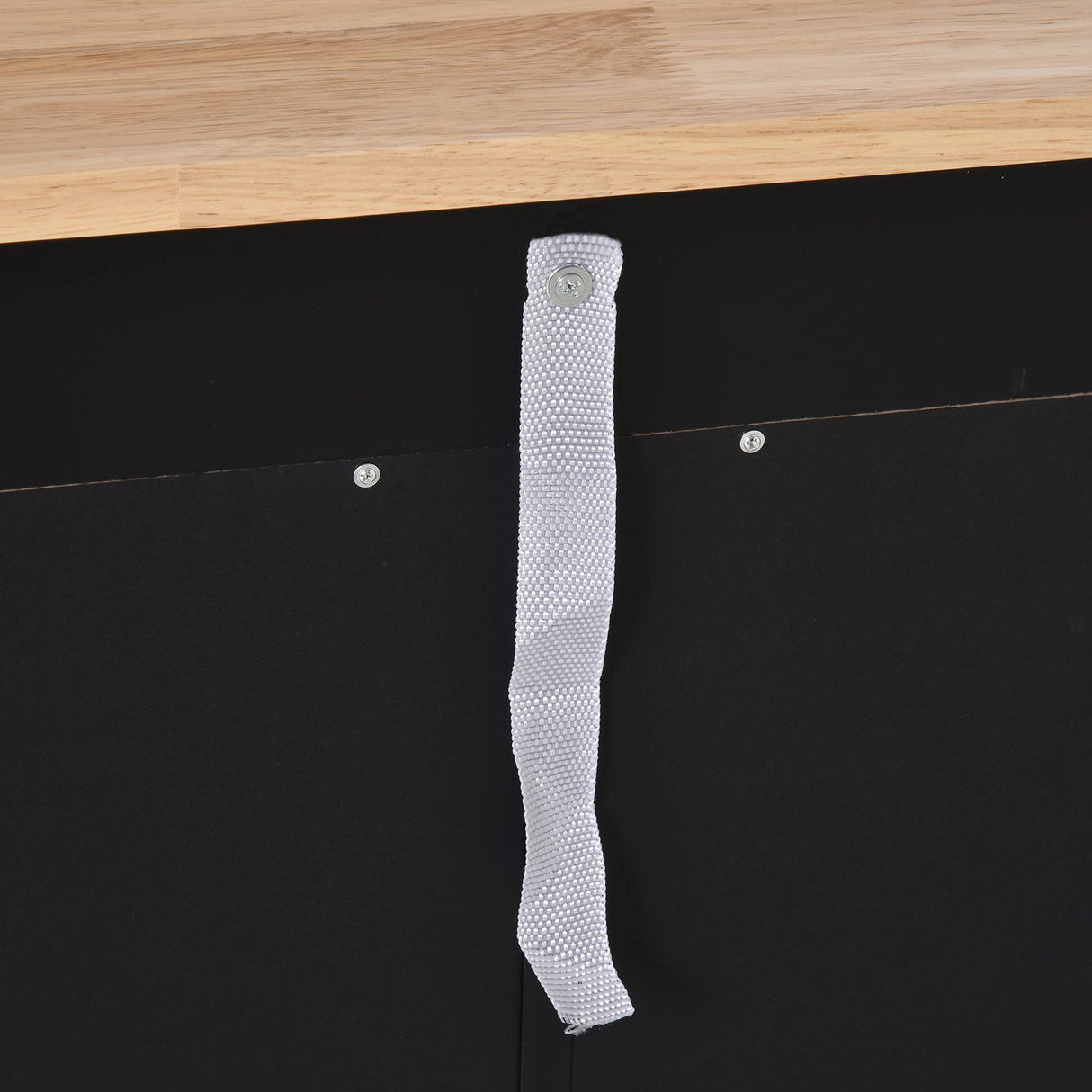 HOMCOM Sideboard with Solid Wood Countertop, Modern Kitchen Storage Cabinet, Coffee Bar Cabinet with 2 Drawers, Doors and Adjustable Shelf, Black HOMCOM